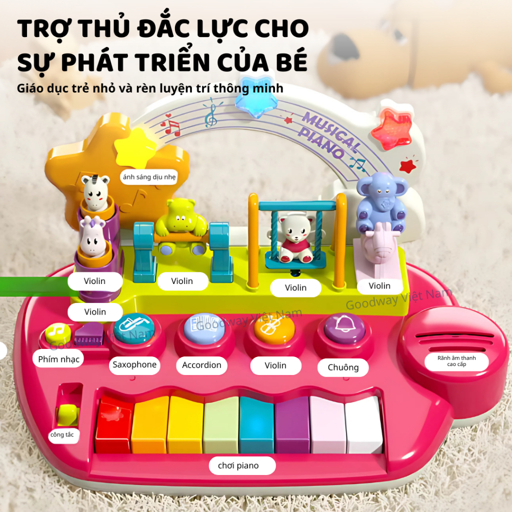 Đàn Piano Mini Cho Bé Chơi Nhạc Có Động Vật Nhảy Múa Goodway Piano Điện Tử Đồ Chơi Cho Bé 1 2 3 Tuổi