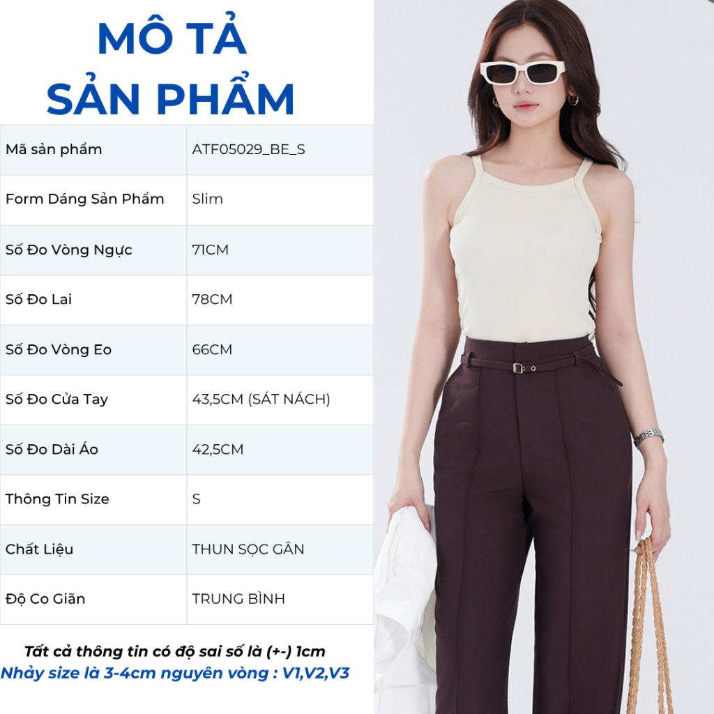 Áo Tanktop Nữ GUMAC Form Slim Cổ Tròn Chất Liệu Thun Gân Co Giãn Mềm Mịn ATF05029