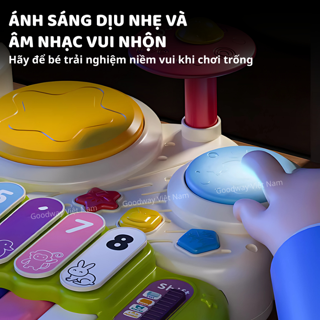Đồ chơi âm nhạc Đàn Gõ Xylophone điện tử 8 nốt kèm trống Goodway Electronic Xylophone cho bé