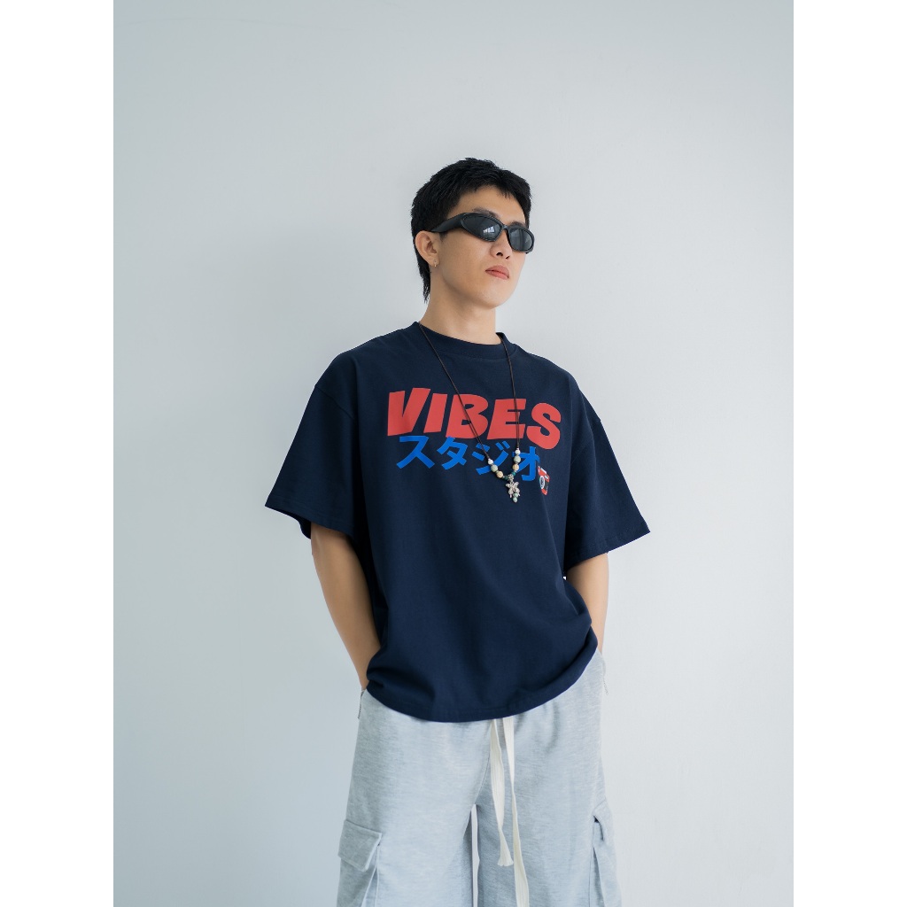 Áo Thun Local Brand VIBESTU " Vibes Japan ", Áo Thun Boxy Form Rộng Unisex 250Gsm 100% Cotton