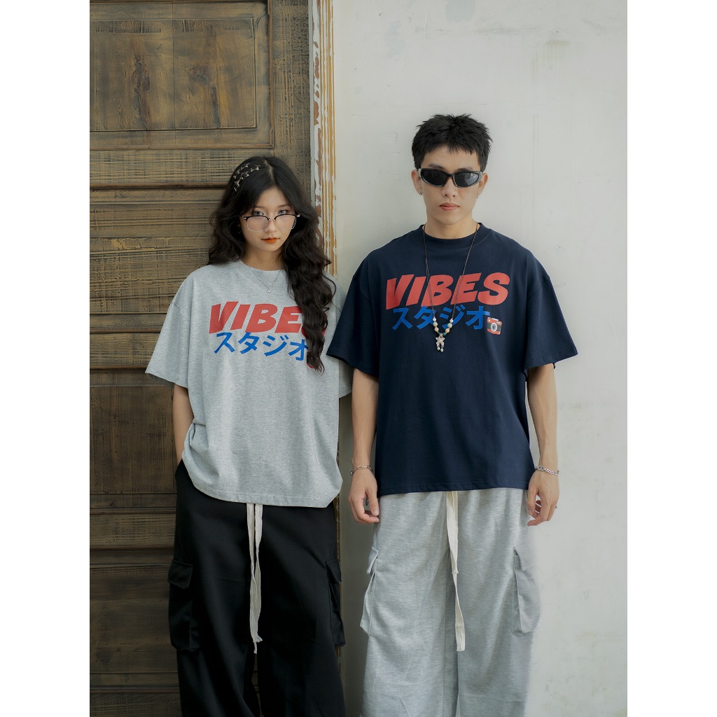 Áo Thun Local Brand VIBESTU " Vibes Japan ", Áo Thun Boxy Form Rộng Unisex 250Gsm 100% Cotton
