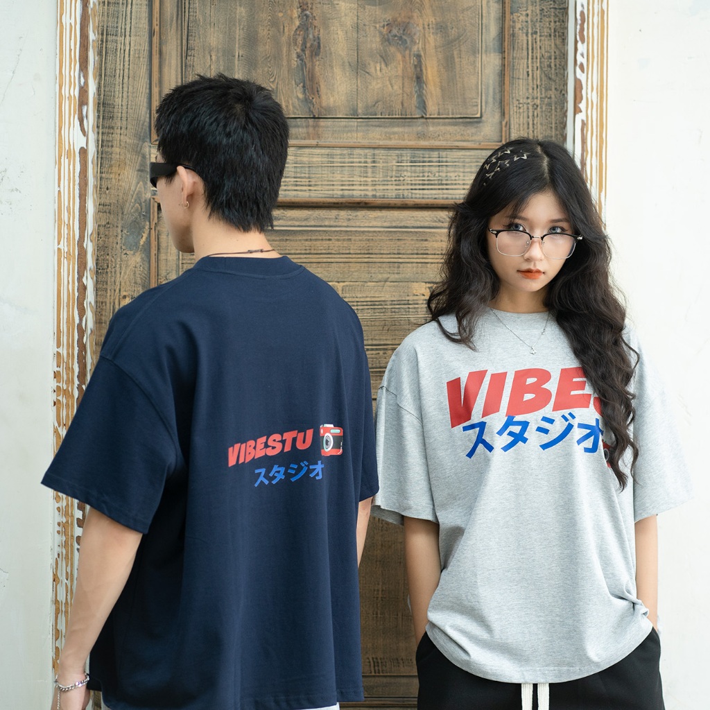 Áo Thun Local Brand VIBESTU " Vibes Japan ", Áo Thun Boxy Form Rộng Unisex 250Gsm 100% Cotton