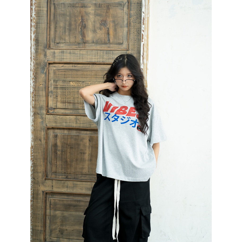 Áo Thun Local Brand VIBESTU " Vibes Japan ", Áo Thun Boxy Form Rộng Unisex 250Gsm 100% Cotton