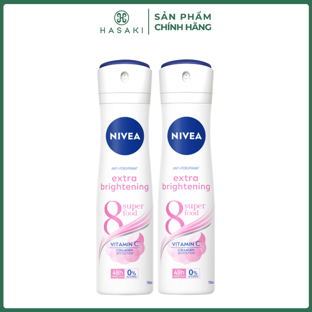 Combo 2 Xịt Khử Mùi Nivea Cho Nữ Sáng Da, Mờ Vết Thâm 150ml