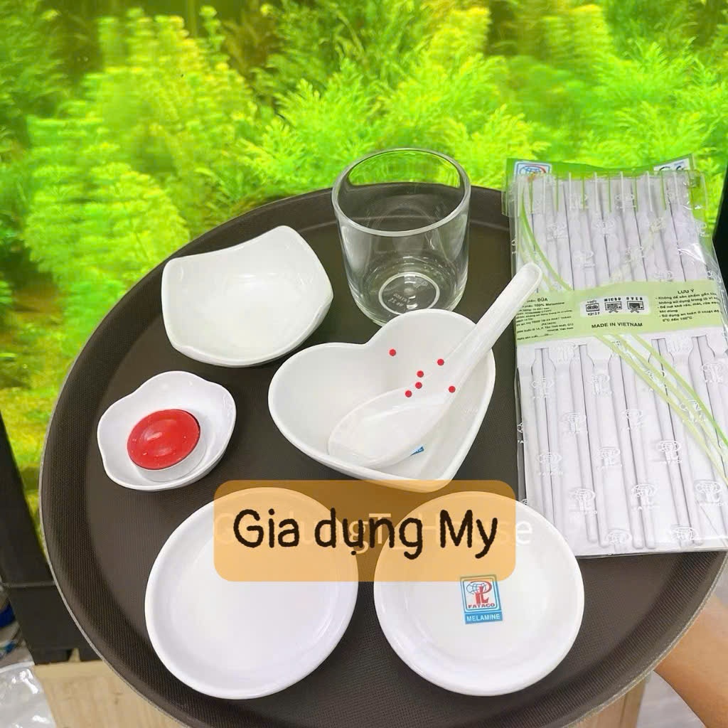 Chén Hình Trái Tim Melamine Cao Cấp - bộ chén làm thôi nôi