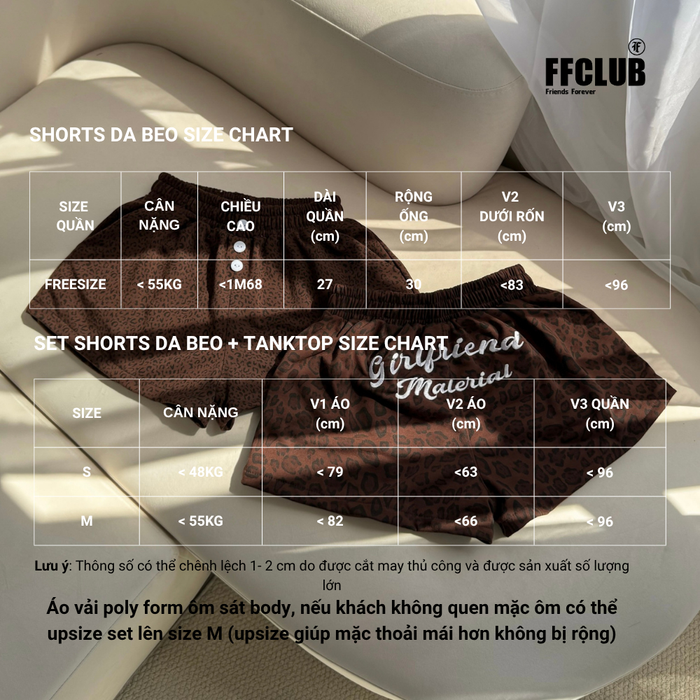 SET QUẦN SHORT NỈ CUA LOGO THÊU GIRL FRIEND DA BEO FFCLUB MIX