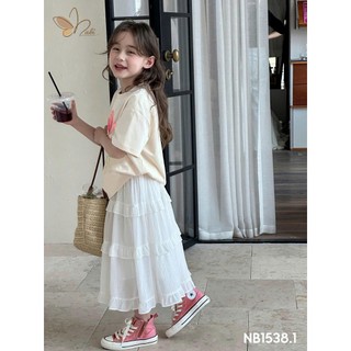 [B&G] Sét váy áo cotton be in hoa kèm chân váy dài trắng tiểu thư cho bé gái từ 12-45kg(2-12 tuổi)