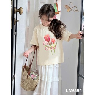[B&G] Sét váy áo cotton be in hoa kèm chân váy dài trắng tiểu thư cho bé gái từ 12-45kg(2-12 tuổi)