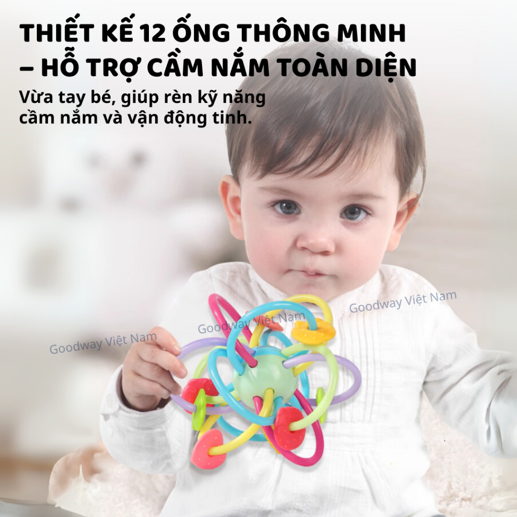 Đồ chơi lục lạc gặm nướu silicone cho bé sơ sinh Goodway Teether Rattle an toàn phát triển giác quan