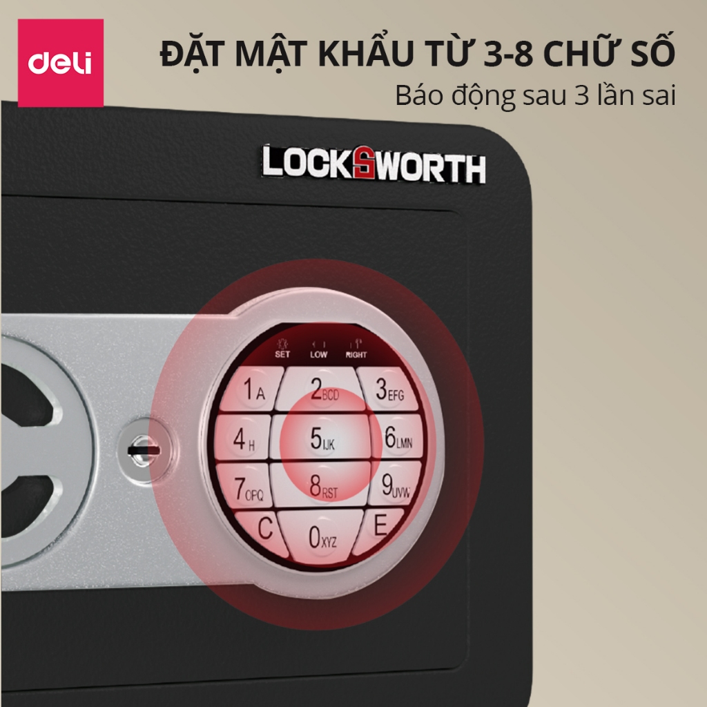 Két Sắt Mini DELI Khóa Điện Tử Có Khe Đút Tiền Chống Cháy, 2 Phương Thức Mở Khóa, Bảo Mật Cao An Toàn