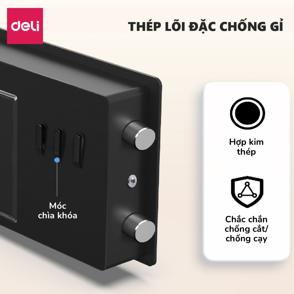 Két Sắt Mini DELI Khóa Điện Tử Có Khe Đút Tiền Chống Cháy, 2 Phương Thức Mở Khóa, Bảo Mật Cao An Toàn