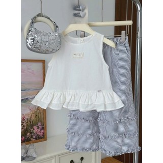 [B&G] Sét bộ áo cotton sát nách kèm quần dài kẻ mùa hè cho bé gái từ 12-45kg(2-12 tuổi)
