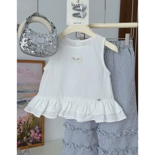 [B&G] Sét bộ áo cotton sát nách kèm quần dài kẻ mùa hè cho bé gái từ 12-45kg(2-12 tuổi)