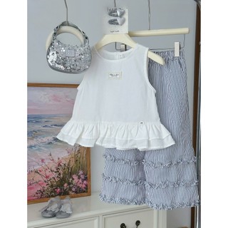 [B&G] Sét bộ áo cotton sát nách kèm quần dài kẻ mùa hè cho bé gái từ 12-45kg(2-12 tuổi)