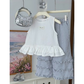 [B&G] Sét bộ áo cotton sát nách kèm quần dài kẻ mùa hè cho bé gái từ 12-45kg(2-12 tuổi)