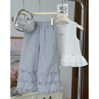 [B&G] Sét bộ áo cotton sát nách kèm quần dài kẻ mùa hè cho bé gái từ 12-45kg(2-12 tuổi)