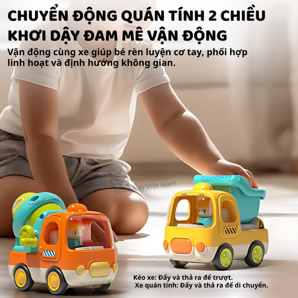 Ô Tô Đồ Chơi Trẻ Em Goodway Xe Tải Xe Trộn Bê Tông Xe Xúc Cát Có Nhạc Xe Công Trình Đồ Chơi Cho Bé