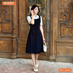 Đầm thiết kế BEMINE cổ đức eo đính nơ dáng chữ A phù hợp đi làm-MT11045
