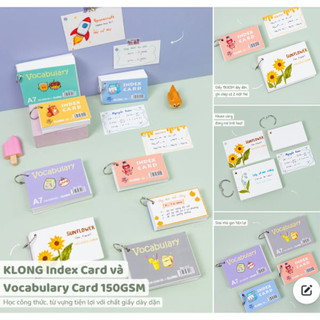 KLONG - Tập thẻ INDEX CARD / FLASHCARD, sổ ghi từ vựng Vocabulary NHIỀU SIZE A6 / A7; MS: 912 - 913 - 916 🐻🌸 flash cards