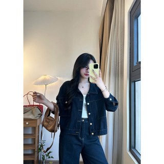 Áo khoác Jeans croptop 247Store Áo Khoác Bò Dáng Lửng Màu xanh bản thường Akhoacjean2907