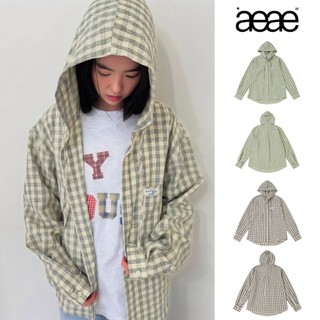 Hàn Quốc aeae áo sơ mi phong cách Vintage sub dài tay áo áo khoác phụ nữ trùm đầu lỏng lẻo giải trí đầu mùa thu phong cá
