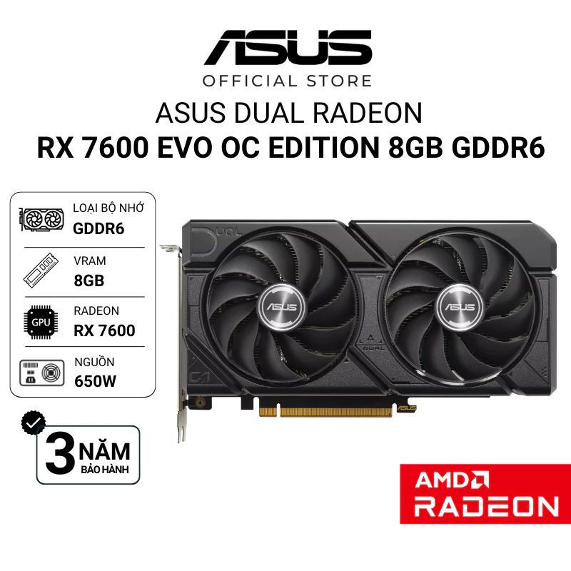 Card đồ họa Asus Dual RX 7600 EVO OC