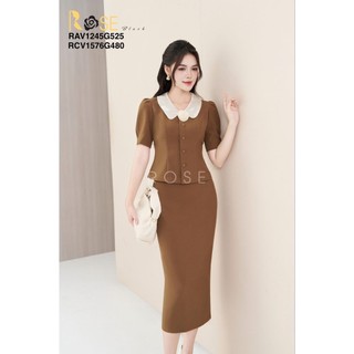 Sét áo ký giả + chân váy A công sở Rose. Chất vải trượt Hàn cao cấp thanh lịch nhẹ nhàng sang trọng