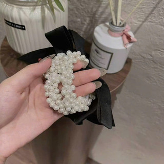 dây buộc tóc nơ đen đính ngọc tiểu thư nhẹ nhàng