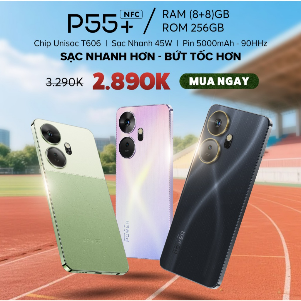[Tặng tai nghe] Điện Thoại Itel P55+ 8GB/256GB | NFC | 5000 mAH | Sạc Nhanh 45W | HD+90Hz
