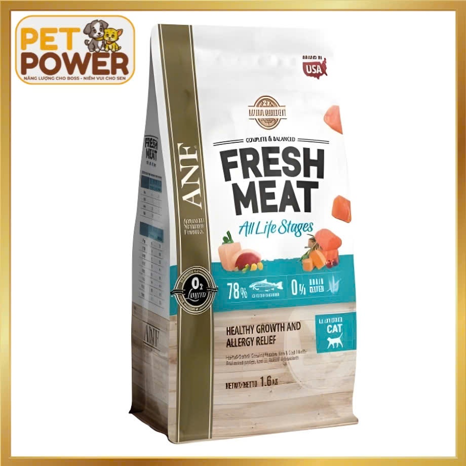 ANF Fresh Meat - Thức ăn hạt gấp đôi thịt tươi dành cho mèo mọi lứa tuổi 1.6kg