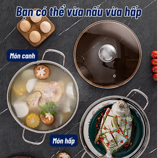 Nồi Hấp Inox 2 Tầng 28cm – Nồi Thép Không Gỉ Cao Cấp, Hấp Luộc Đa Năng,Dùng Cho Mọi Loại Bếp