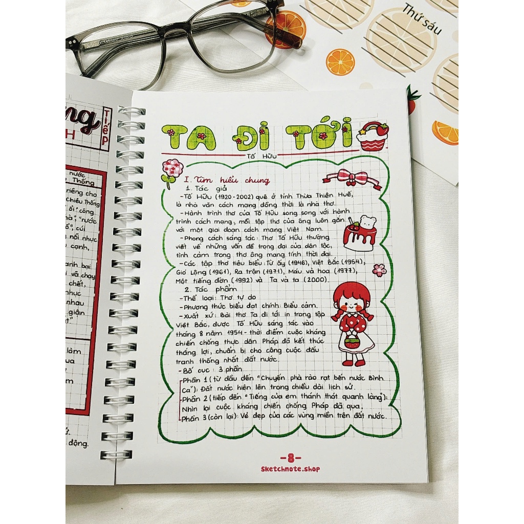 Sketchnote Sổ tay học giỏi Văn 8, tổng hợp đầy đủ kiến thức Văn 8