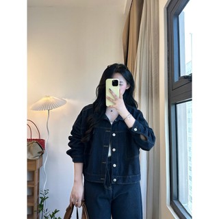 Áo khoác Jeans croptop 247Store Áo Khoác Bò Dáng Lửng Màu xanh bản thường Akhoacjean2907