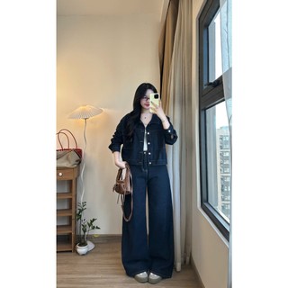 Áo khoác Jeans croptop 247Store Áo Khoác Bò Dáng Lửng Màu xanh bản thường Akhoacjean2907