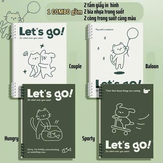 Sổ vở còng bìa lót hoạ tiết đơn Let's go làm vở sổ planer học sinh sinh viên + Ruột Giấy BONZAI