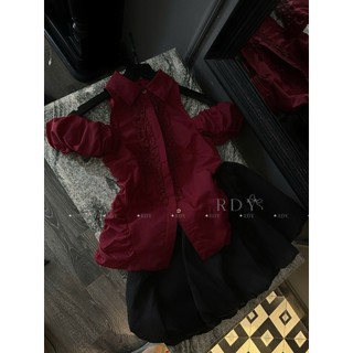 Set áo trễ vai cổ yếm xẻ chiết eo ôm sát body phối chân váy nhún bèo xòe bồng xinh xắn cho các nàng - BaoTrang.clothes