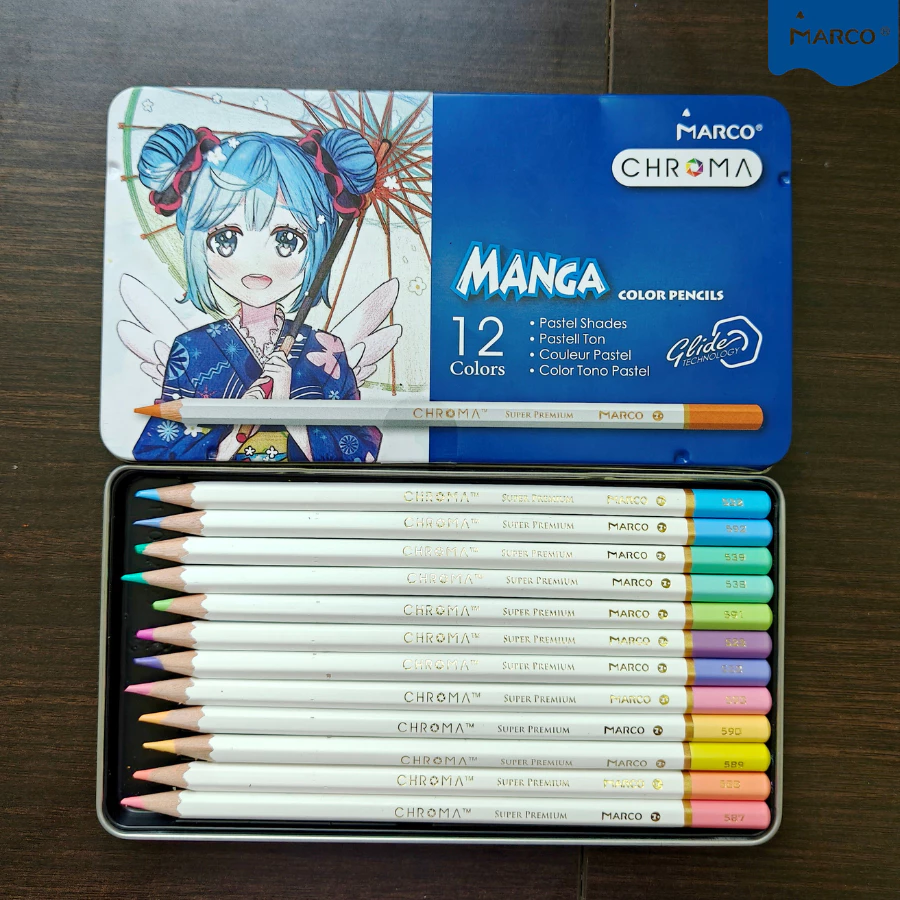 [Marco] Hộp Bút Chì Màu Manga Marco Chroma - Glide Technology - Hộp Thiếc Cao Cấp (E2550)