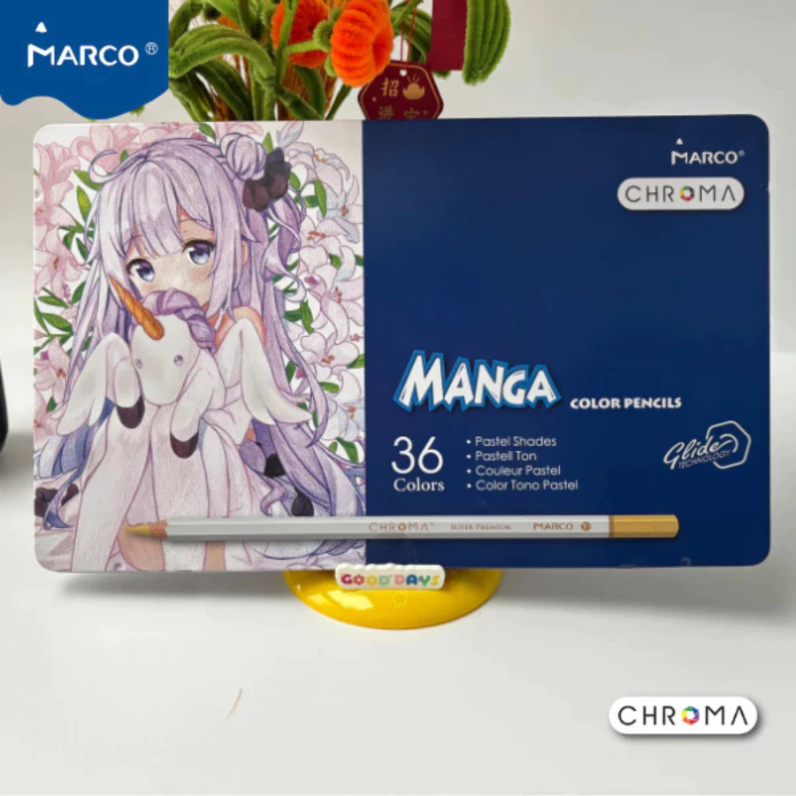 [Marco] Hộp Bút Chì Màu Manga Marco Chroma - Glide Technology - Hộp Thiếc Cao Cấp (E2550)
