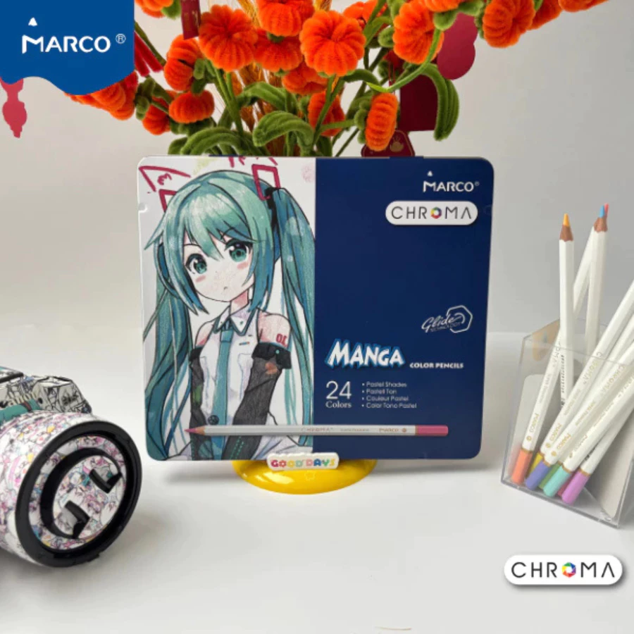 [Marco] Hộp Bút Chì Màu Manga Marco Chroma - Glide Technology - Hộp Thiếc Cao Cấp (E2550)