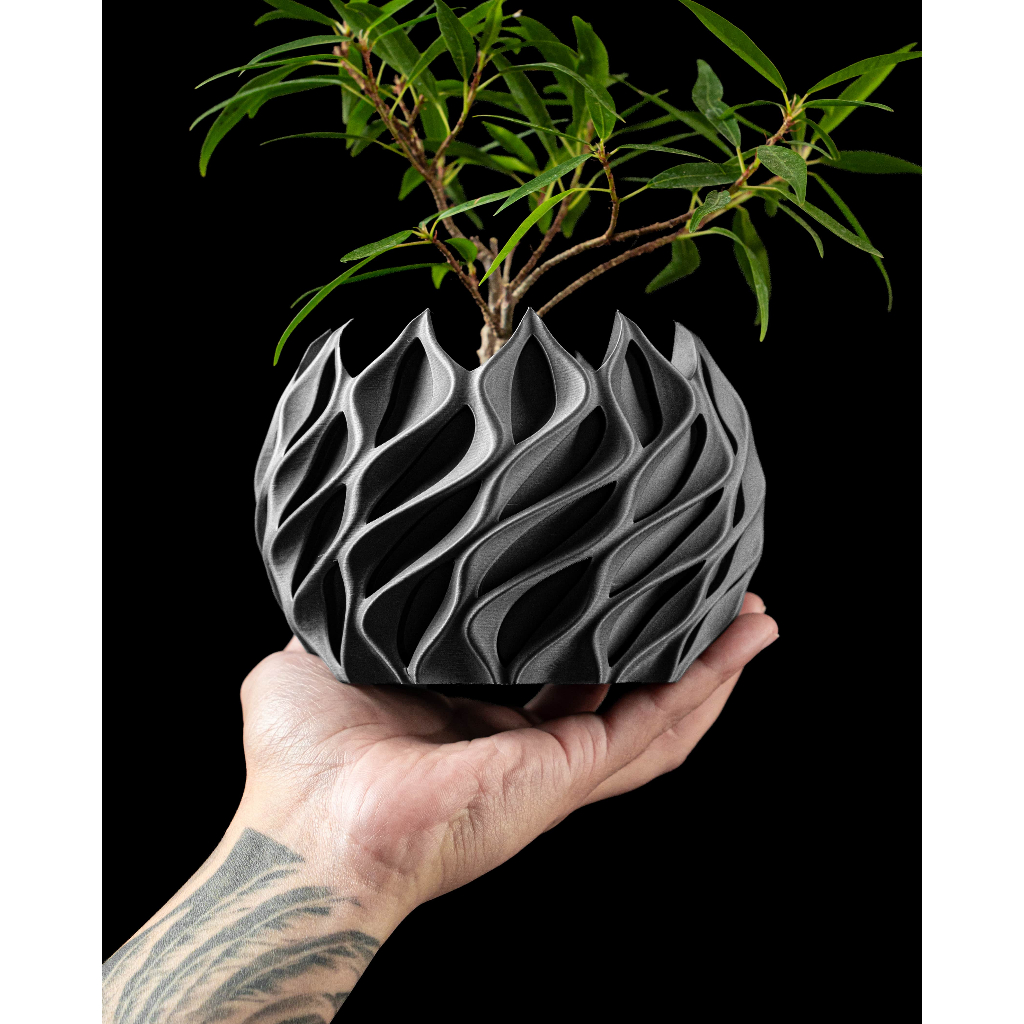 Chậu cây trang trí, tặng kèm nametag (quà tặng) - Mẫu Twisted - ArtPrint3D