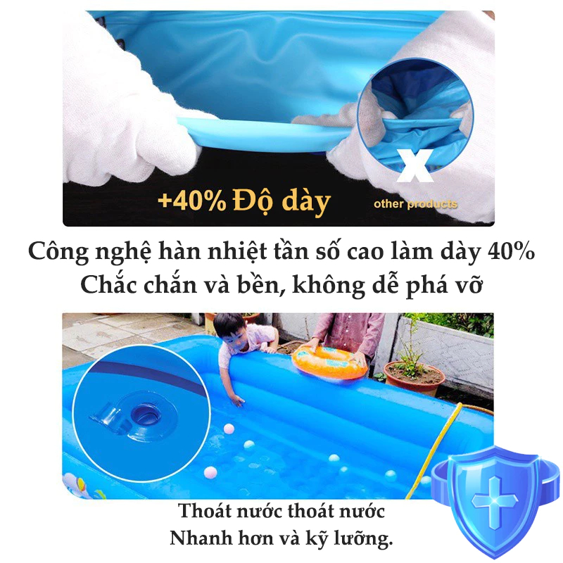 Trẻ em bơm hơi hồ bơi gia đình bơm hơi hồ bơi bền chất liệu PVC nhiều kích thước có thể lựa chọn với bơm không khí