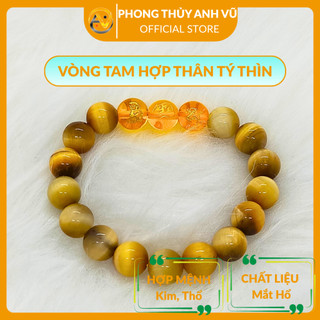 Vòng tay tam hợp quý nhân thân tý thìn chất liệu mắt hổ tự nhiên - size 8 10 12ly - may mắn tài lộc