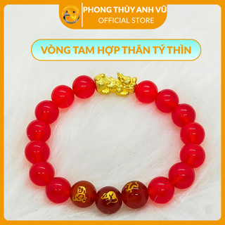 Vòng tam hợp quý nhân quý thần thân tý thìn - Vòng tay tam hợp 12 con giáp - Màu Đỏ - Size 8 10 12ly - May mắn tài lộc