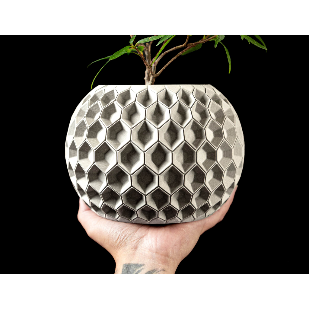 Chậu cây trang trí, tặng kèm nametag (quà tặng) - Mẫu Hexa - ArtPrint3D