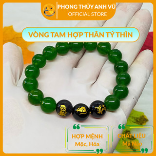 Vòng tam hợp quý nhân thân tý thìn - chất liệu mã não tự nhiên - size 8 10ly - may mắn tài lộc