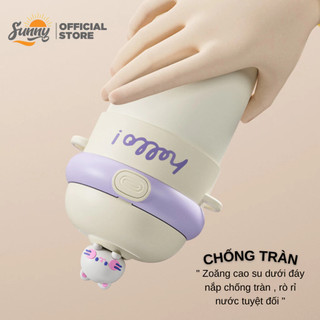 Bình Nước Giữ Nhiệt Dung Tích 450ml - Bình Thủy Tinh Bọc Nhựa Cho Bé Đi Học,  Có Ống Hút Tiện Lợi, Nắp Thú Dễ Thương