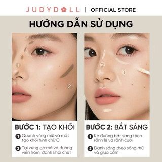 [Judydoll] Tạo Khối Judy doll 2 đầu Dạng Kem Judydoll Liquid Highlighter & Contour Duo
