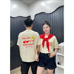 Áo thun yêu nước du lịch chất thun cotton Unisex form rộng tay lỡ in hình nón xinh Chất Cotton mềm mịn thoáng mát