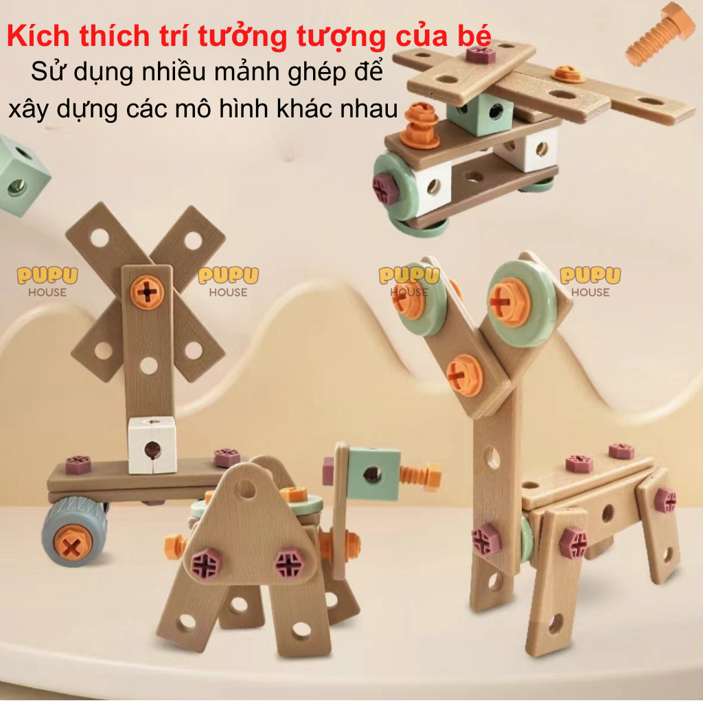 Đồ Chơi Lắp Ráp, Bộ Dụng Cụ Kỹ Thuật Kỹ Sư Cho Bé, Đồ Chơi Máy Khoan Điện Bằng Nhựa - Đồ Chơi PUPU HOUSE