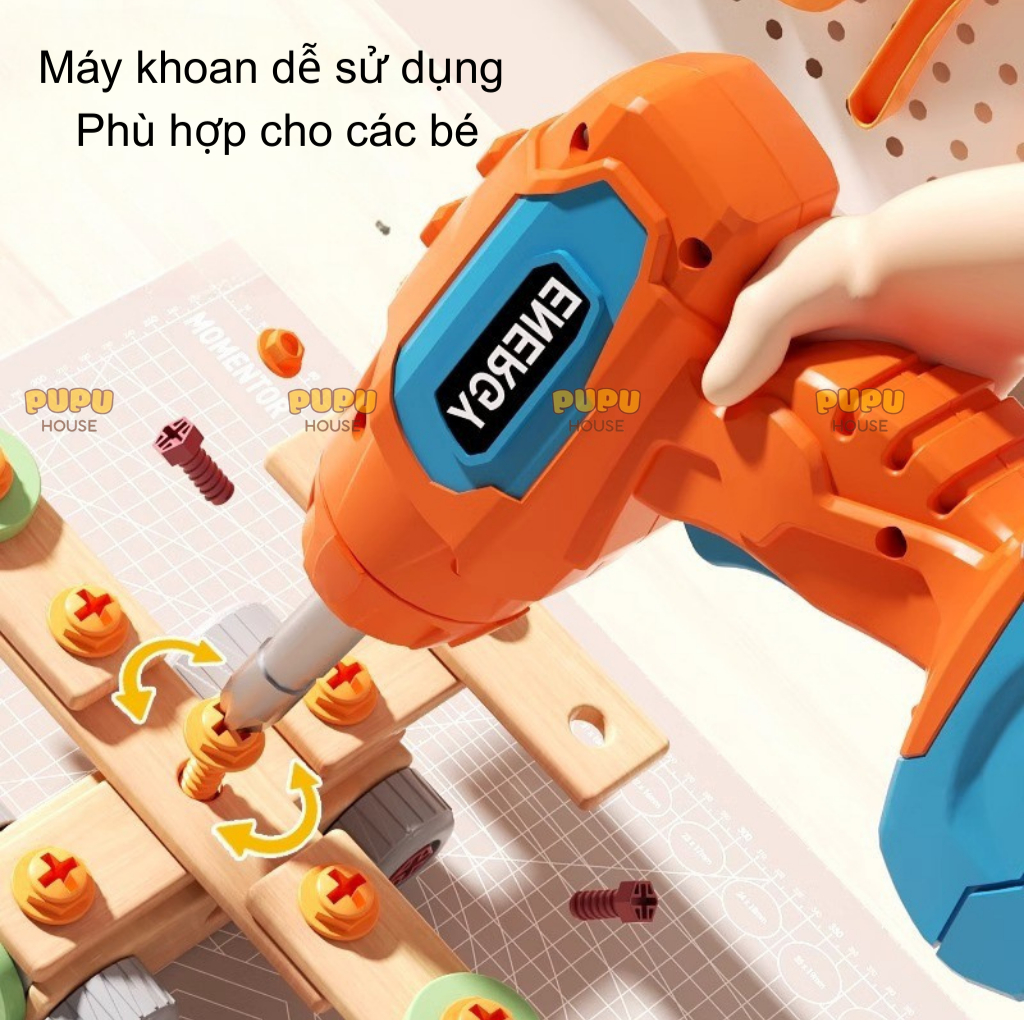 Đồ Chơi Lắp Ráp, Bộ Dụng Cụ Kỹ Thuật Kỹ Sư Cho Bé, Đồ Chơi Máy Khoan Điện Bằng Nhựa - Đồ Chơi PUPU HOUSE